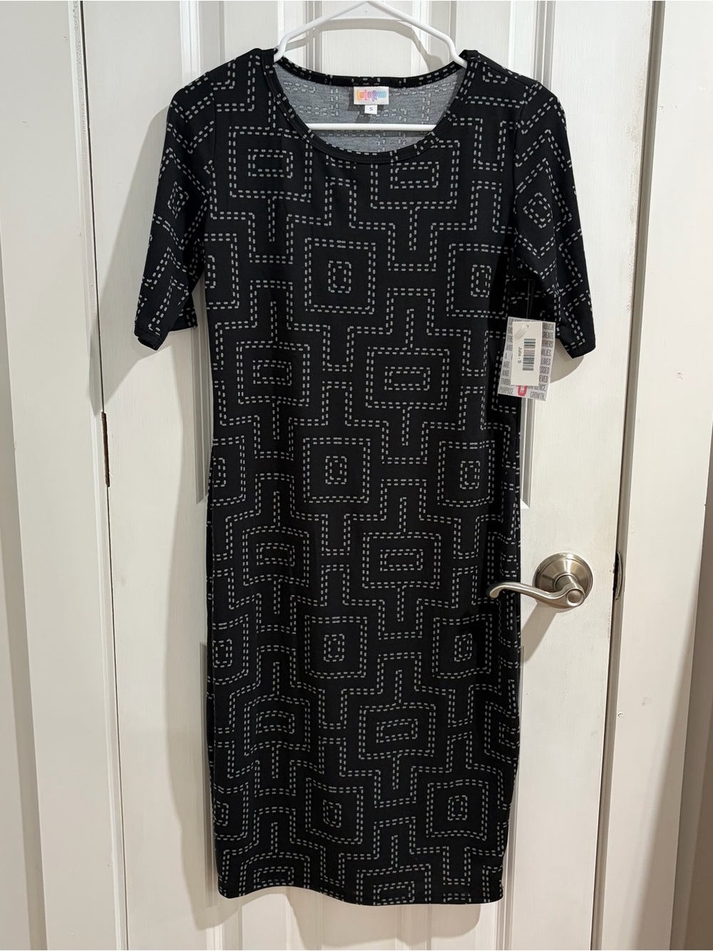 LuLaRoe Julia Black Geometric Midi Dress